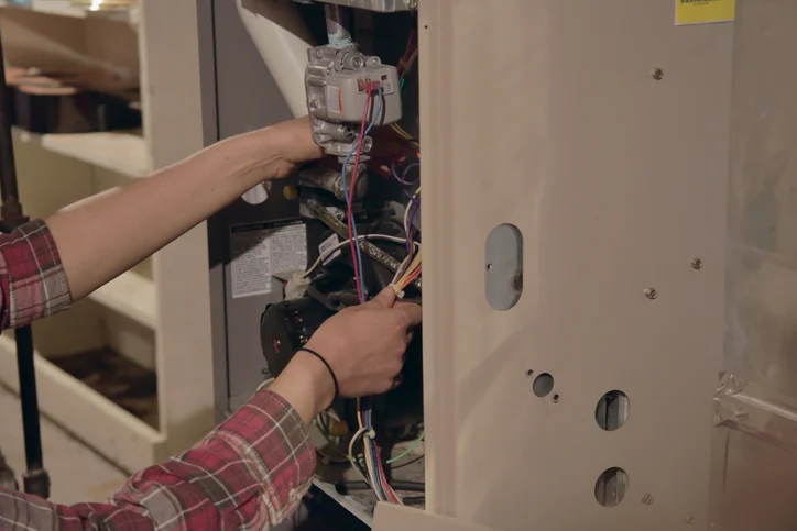 Service work inside a furnace