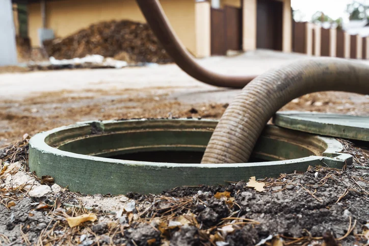 A pumping hose through an underground tank access opening