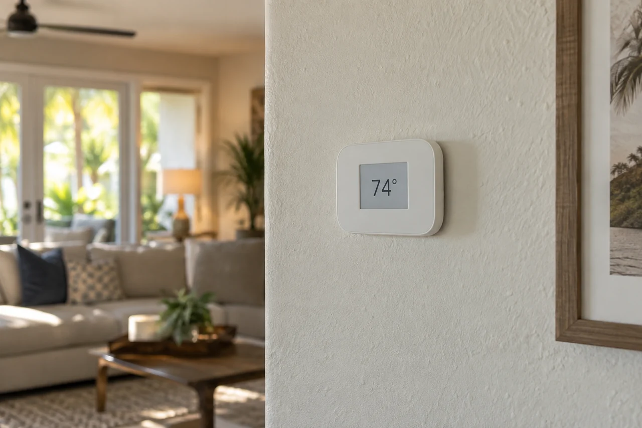 Wall-mounted home thermostat