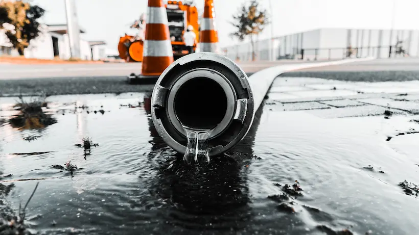 Drainage pipe carrying wastewater during septic and drainage service